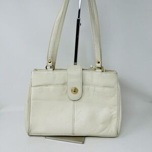 Vintage Field‎ Manor Beige Leather Shoulder Purse Bag Snap Zip